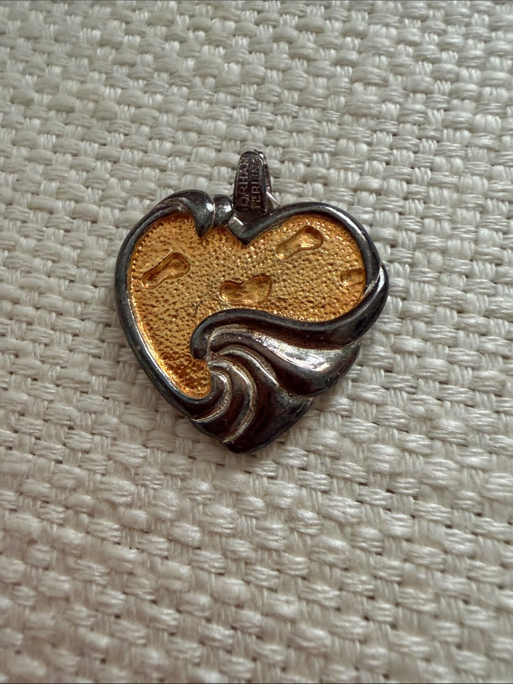 Gorham Two-Tone Heart Pendant Necklace Charm
